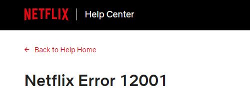Netflix Error 12001